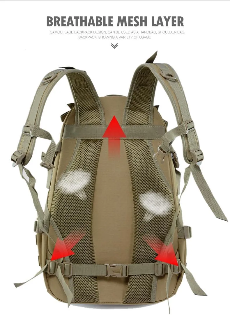 Jungle Leopard 40L Tactical Backpack Men Camping Hiking Bag Reflective Travel Survival MOLLE Climbing Rucksack(CP)