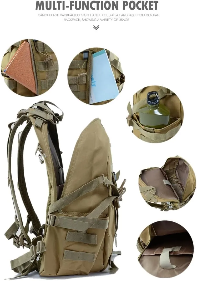 Jungle Leopard 40L Tactical Backpack Men Camping Hiking Bag Reflective Travel Survival MOLLE Climbing Rucksack(CP)