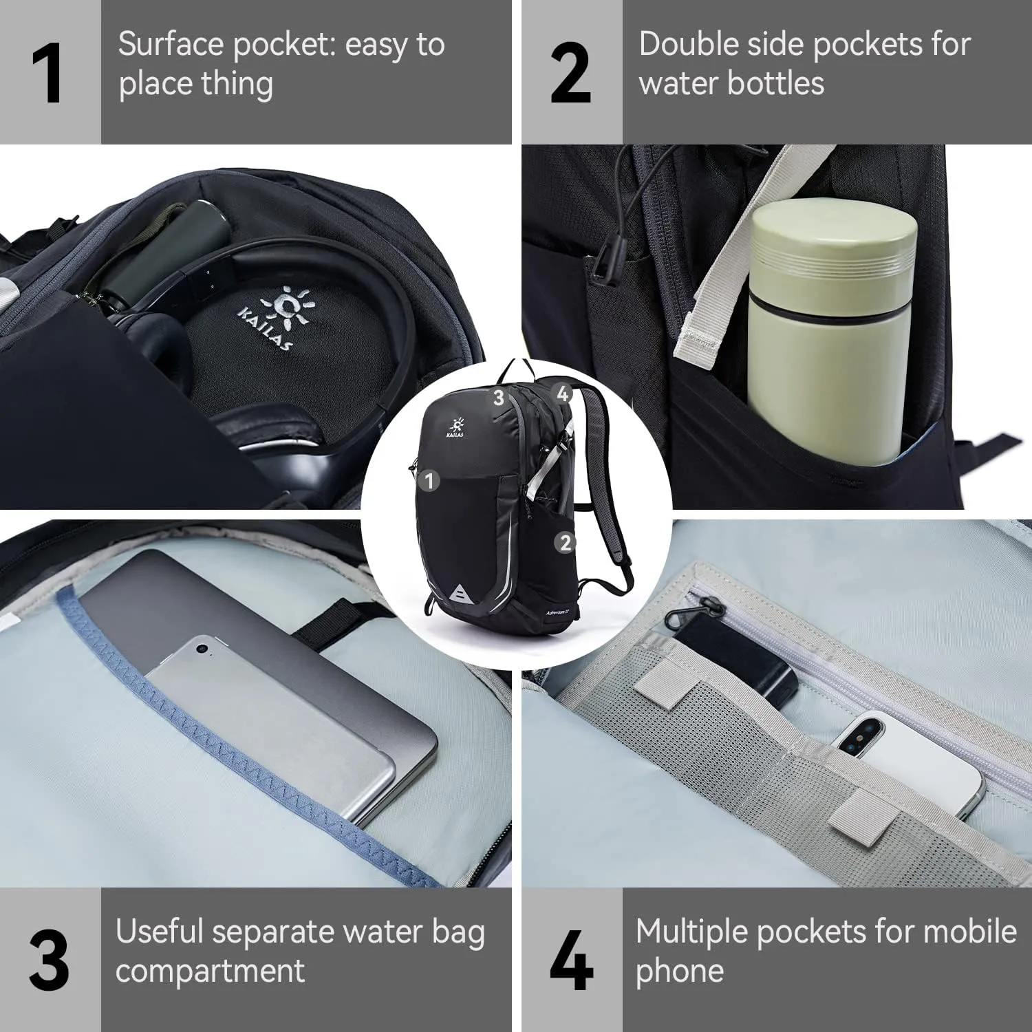 KAILAS Adventure 22L Lightweight Hiking Backpack Waterproof Trekking Backpack Small Daypack Outdoor Camping Trip Travel