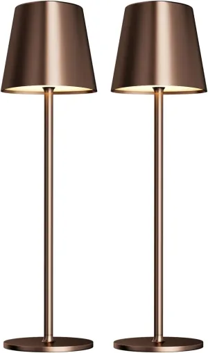 Kakanuo Cordless Table Lamps Set of 2, Portable LED Battery Operated Lamp, Wireless Rechargeable Lamp, 3 Color Stepless Small Table Lamp for Restaurant, Bar, Party, Camping and Bedroom - Brown