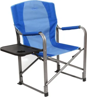 Kamp-Rite Portable Folding Outdoor Beach Patio Lawn Director's Chair w/Side Table & Cup Holder for Camping, Tailgating, and Sports, 2-Tone Blue