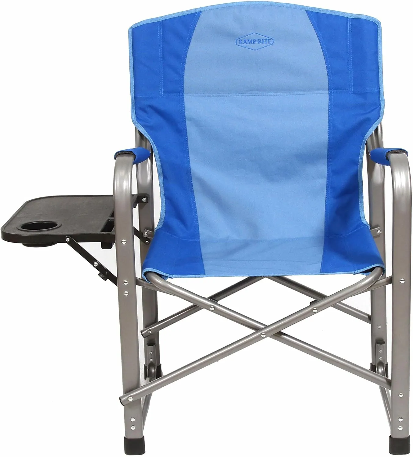 Kamp-Rite Portable Folding Outdoor Beach Patio Lawn Director's Chair w/Side Table & Cup Holder for Camping, Tailgating, and Sports, 2-Tone Blue