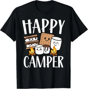 Kawaii Smore Happy Camper Camping Crew Trip Campfire Squad T-Shirt