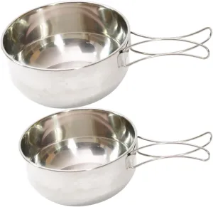 KESYOO 1 Set Outdoor Folding Bowl Camping Cookware Foldable Reusable Large Bowls Barbecue Camper Portable Small Outdoor Folding Tableware Handles Stainless Bowl Silver Stainless Steel
