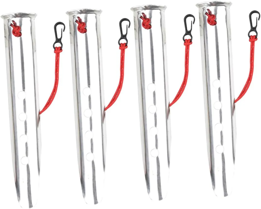KESYOO 4pcs U-Shaped Aluminum Tent Stakes for Snow and Beach Heavy Duty Pegs for Camping Hiking and Outdoor Use Strong Lightweight and Design Silver