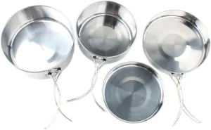 KESYOO -in-one Stainless Steel Pot Set 4-Piece Set for Camping Hiking Outdoor Cooking Easy to Carry for Adventure