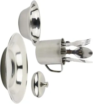 KICHOUSE 1 Set Portable Stainless Steel Cookware Set for Persons Lightweight Camping and Picnic Tableware Combination Durable Design for Outdoor Activities Easy to Carry