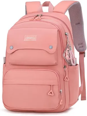 Kids Casual Backpack Solid Color Girls Elementary and Middle School Bag Teenage Travel Bag Waterproof Book Bag