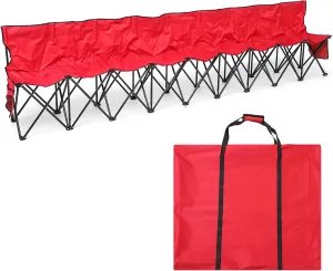 Kigley 9 Seater Folding Soccer Bench Chair Portable Team Sports Sideline Bench for Football Camp Travel Events Outdoor Seating with Storage Bag
