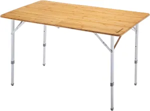 KingCamp Bamboo Folding Table, Camping Outdoor Portable Camp Table with Adjustable Height legs & Carry Bag for Outdoor RV Backyard Picnic Tailgating Beach