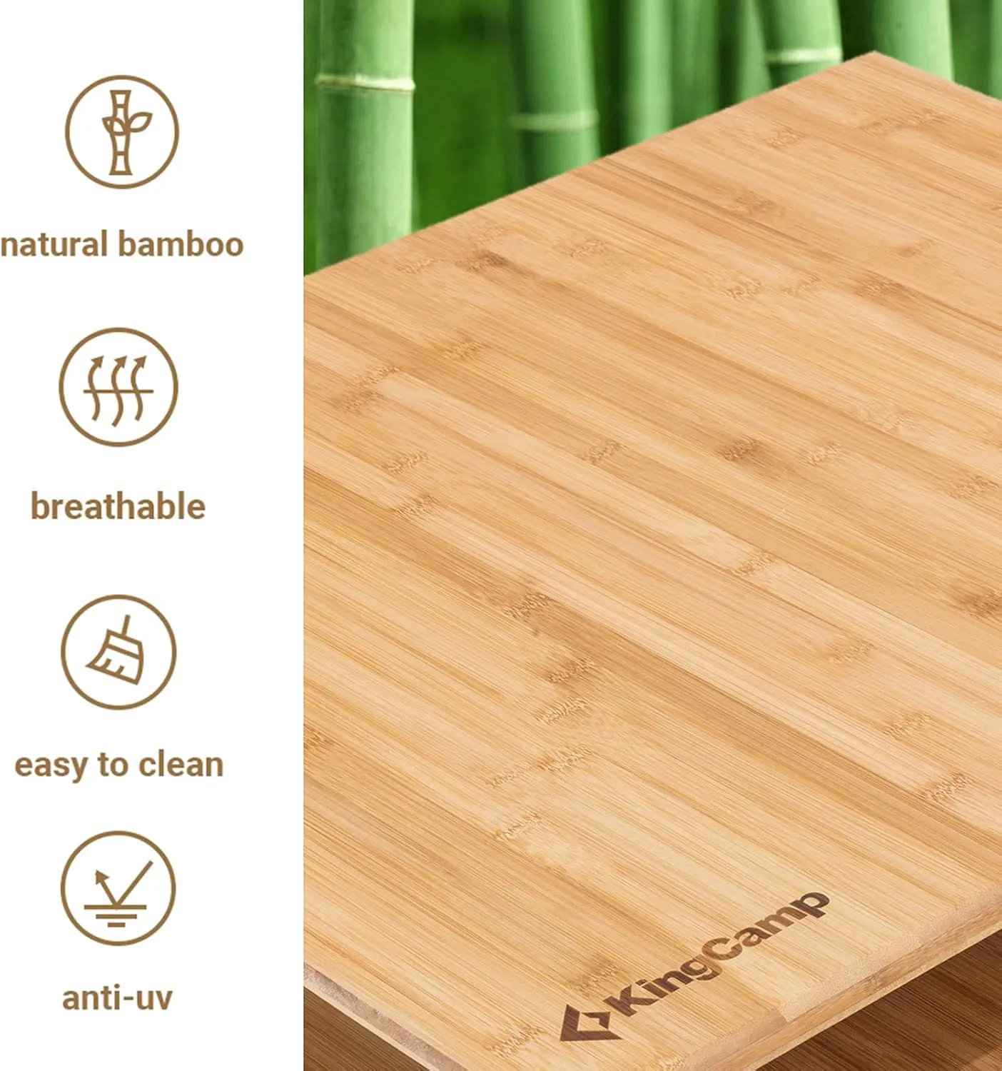 KingCamp Bamboo Folding Table, Camping Outdoor Portable Camp Table with Adjustable Height legs & Carry Bag for Outdoor RV Backyard Picnic Tailgating Beach