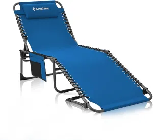 KingCamp Reclining Lounger Chair Camping Cots, 74.8" x 23.2" x 13.3", Blue