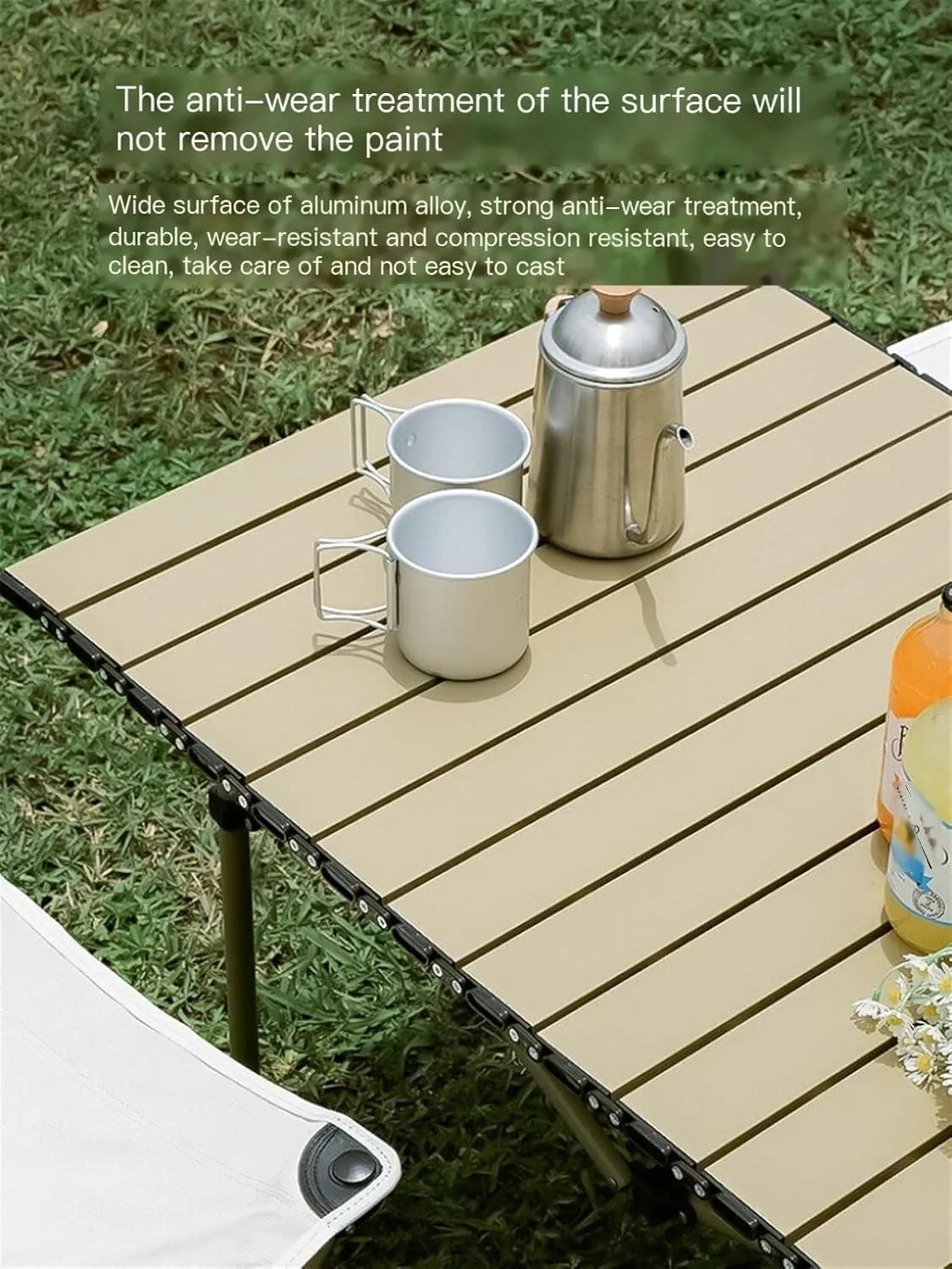 KIRANDY Portable Picnic Table Set Egg Roll Table, Folding Roll Up Camping Travel Table, for Camp, Trip, Garden (颜色 : Parasol Large Long Table 5PCS Set)