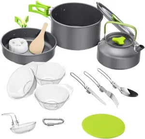 Kisangel -1 Camping Cookware Kit Outdoor Cooking Set Pans Utensils Water for Camping Hunting