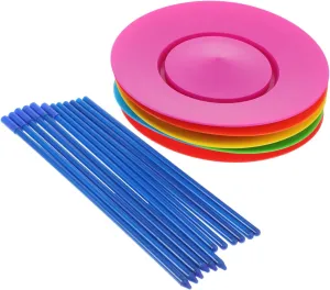 Kisangel 6pcs Plate Set Juggling Plates with Sticks for Circus Engaging Acrobatic Prop for Balance Skills for Stage Shows and Entertainers