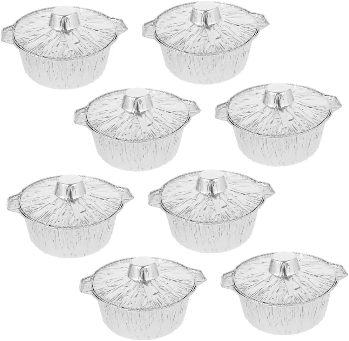 Kisangel 8pcs Heavy Duty Aluminum Foil Pots with Lids Disposable Bbq Cooking Containers for Outdoor Camping Baking and Efficient Food Heating