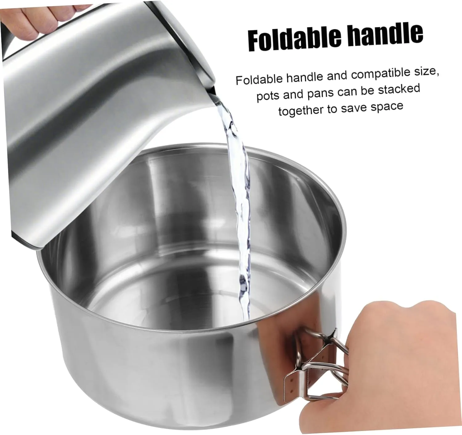 Kisangel Stackable Outdoor Camping Cookware Non Stick Stainless Steel Pot Pan Picnic and Hiking Cooking Space