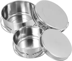 Kisangel Stackable Outdoor Camping Cookware Non Stick Stainless Steel Pot Pan Picnic and Hiking Cooking Space