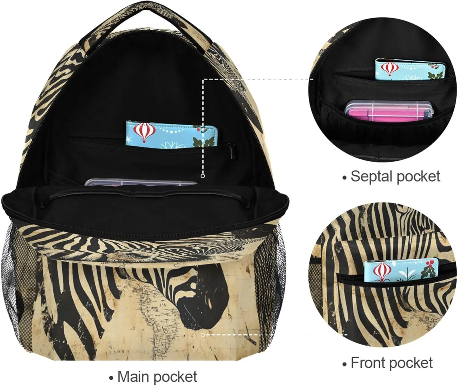 KLL Backpack for Men Women Waterproof Carry On Backpacks with Chest Strap Gift Men & Women Boho Vintage Simplified Stripes