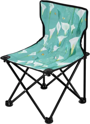 KLL Chic Calla Lily Turquoise Portable Backpacking Chairs Ultralight Backpack Chair Includes Carry Bag Lawn Chair for Traveling Lawn