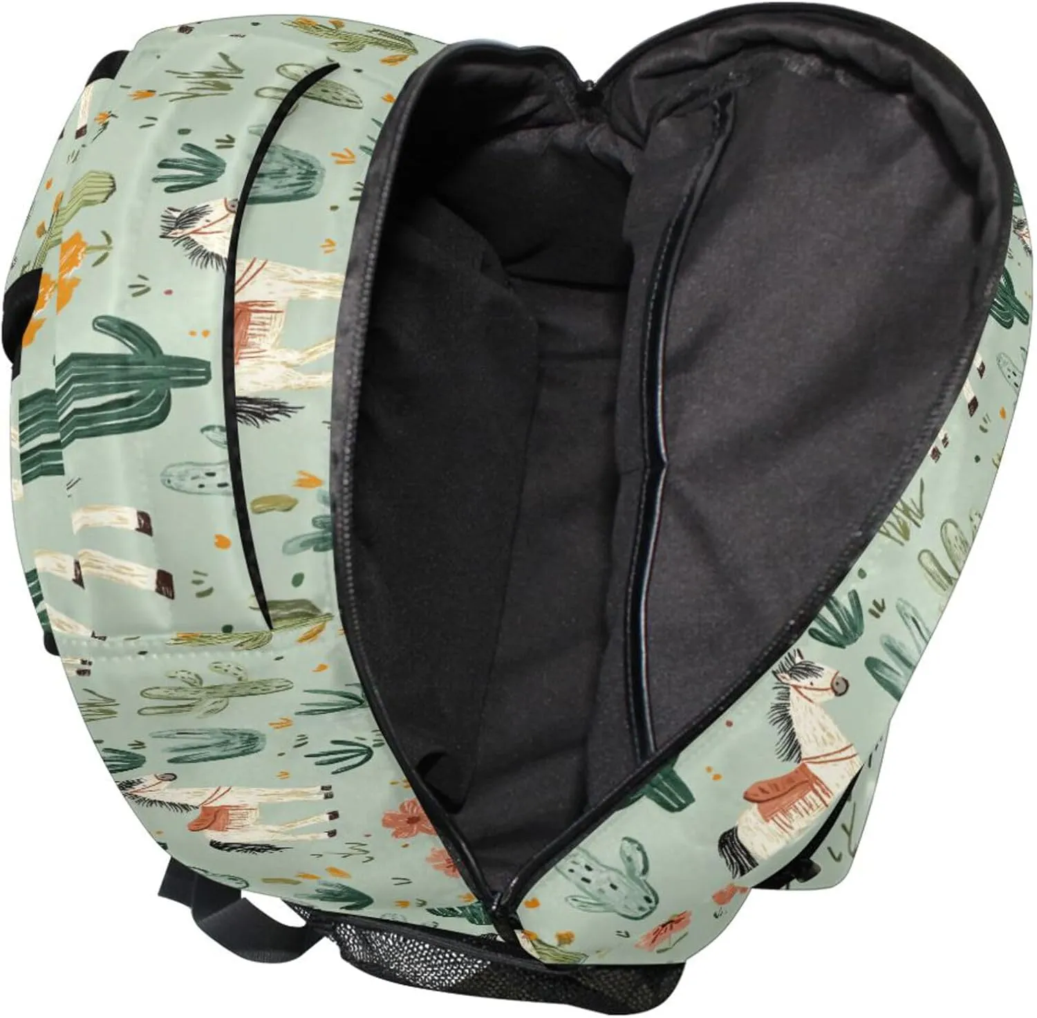 KLL Cute Backpack for Teens Boys Girls Waterproof Business Work Bag with Chest Strap for College Work Western Cowboy Horse Boho Cactus