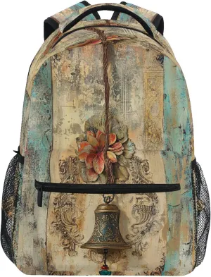 KLL Sport Backpack for Women Men Waterproof Sports Backpack with Chest Strap for College Work Bohemian Retro Vintage Bell