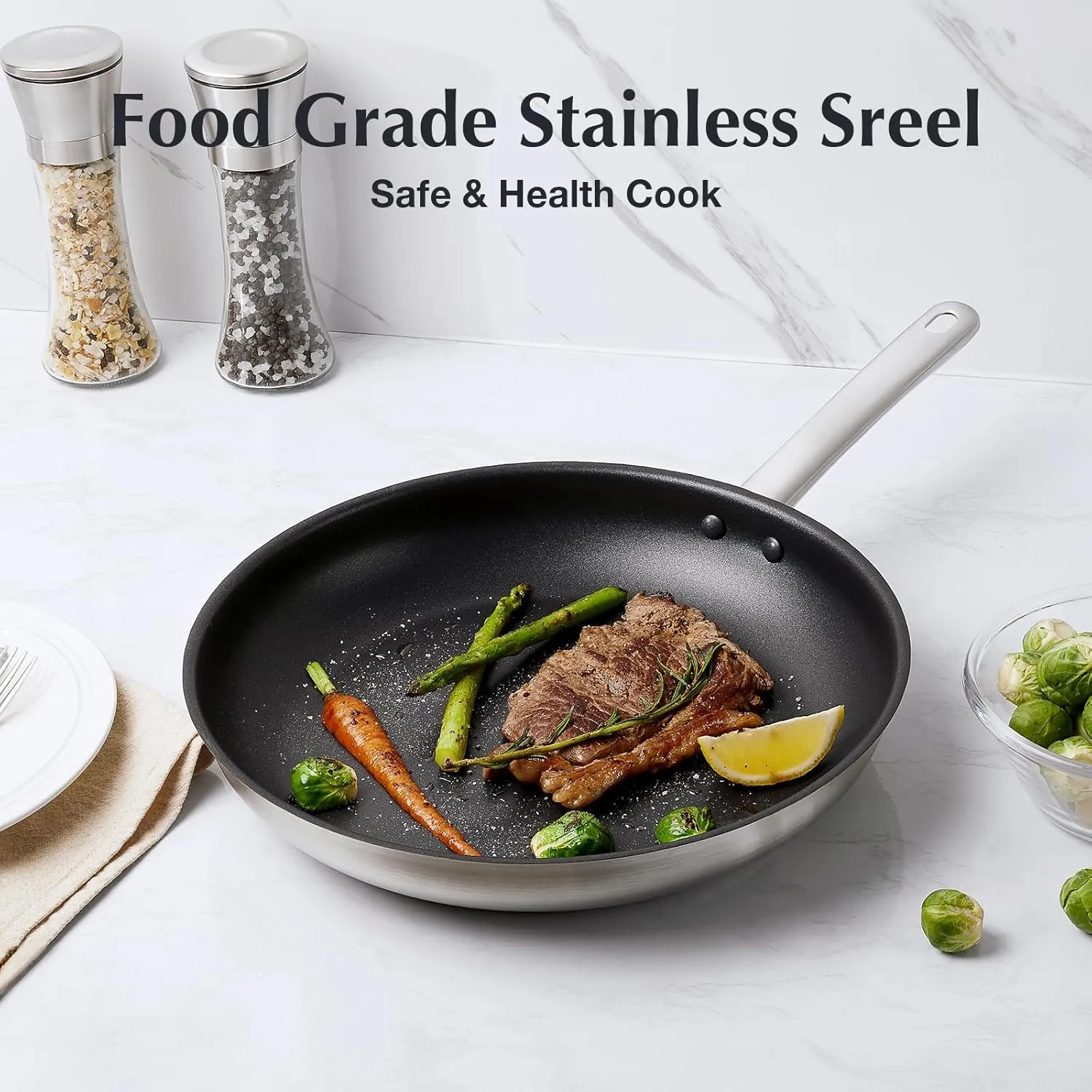 KOCH SYSTEME CS Stainless Steel Pots and Pans Set, 10 Piece Stainless Steel Cookware Set with Nonstick Coating for Professional Cooking, Kitchen Cookware Sets, Induction Compatible Pots and Pans Set