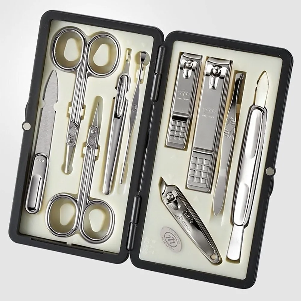 Korean Nail Clipper! World No. 1. Three Seven (777) Premium Quality Gift Travel Manicure Grooming Kit Nail Clipper Set (10 PCs, 2100BC), Made in Korea, Since 1975