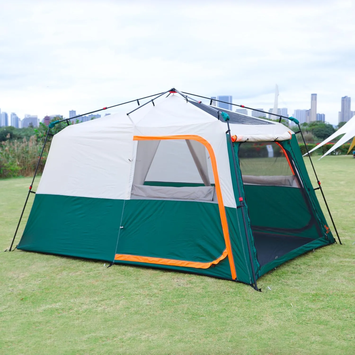 KTT Instant Tent 6-8 Person(C),Large Family Cabin Tents,Automatic Tent Build Quickly in 60S,2 Rooms,2 Top Windows,3 Doors and 3 Windows with Mesh,Waterproof,Big Tents for Outdoor,Picnic,Camping