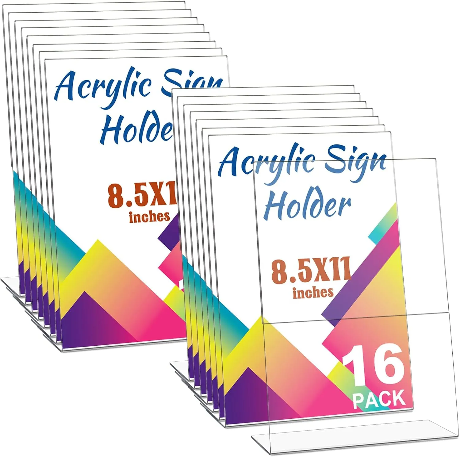 Laerjin 16 Pack Acrylic Sign Holder 8.5 X 11, L Shape Slanted Back Clear Acrylic Frames, Plastic Table Sign Holder for Office, Events, School, Shop, Trade suppliers