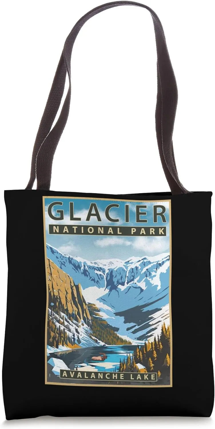 Lake Avalanche Glacier National Park Vintage Poster Tote Bag