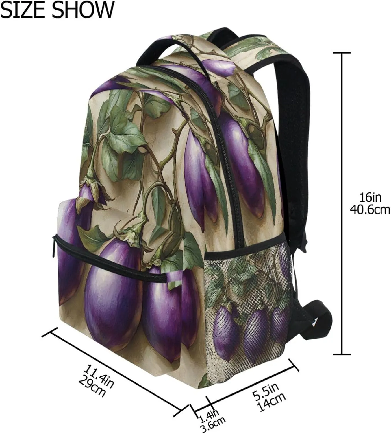 Laptop Backpack for Teenager Waterproof Backpack With Water Bottle Pocket with Chest Strap Gift Men & Women Eggplant Danish Style