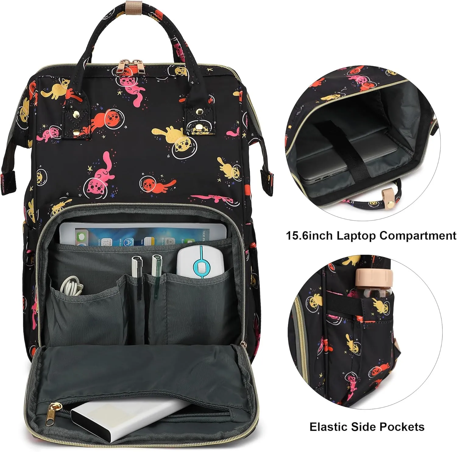 Laptop Backpack for Women Men, 15.6 inch College School Backpack Bookbag for Work/School/Travel/Business (Cat)