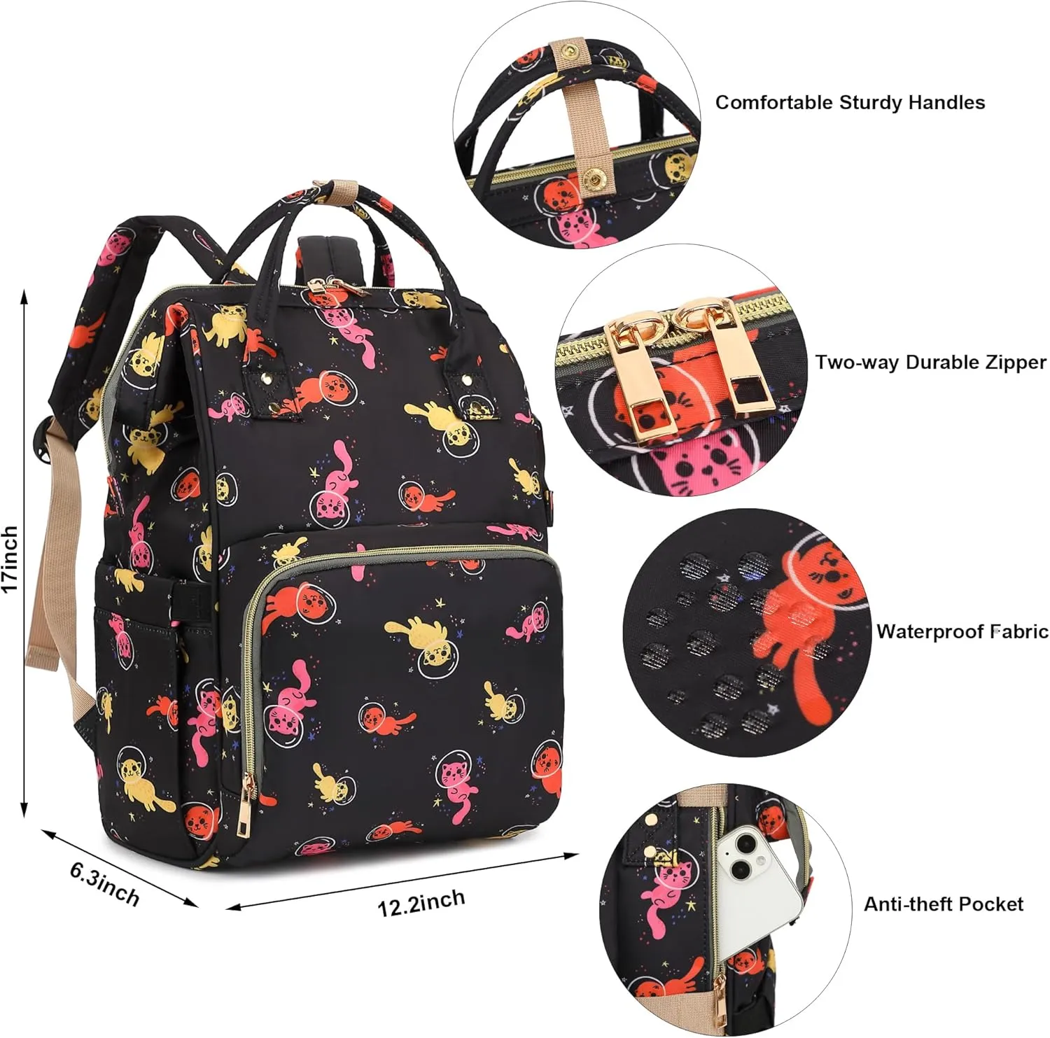 Laptop Backpack for Women Men, 15.6 inch College School Backpack Bookbag for Work/School/Travel/Business (Cat)