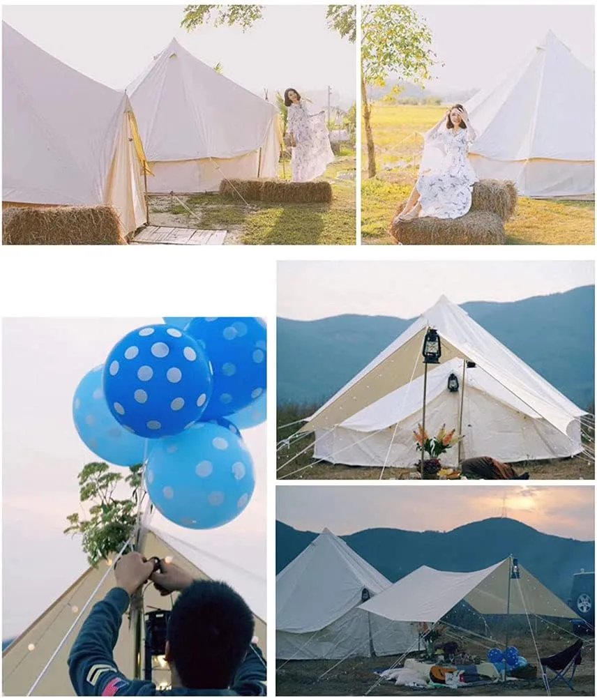 Large Camping Tent Bell Tent with Stove Hole Cotton Canvas Tents Yurt Tent 4 Season Indian Tent for Family Camping Outdoor Hunting Big Family Shelter
