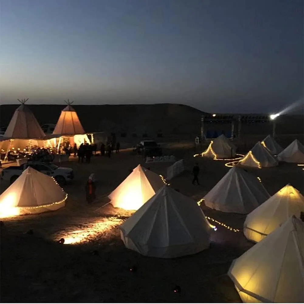 Large Camping Tent Bell Tent with Stove Hole Cotton Canvas Tents Yurt Tent 4 Season Indian Tent for Family Camping Outdoor Hunting Big Family Shelter