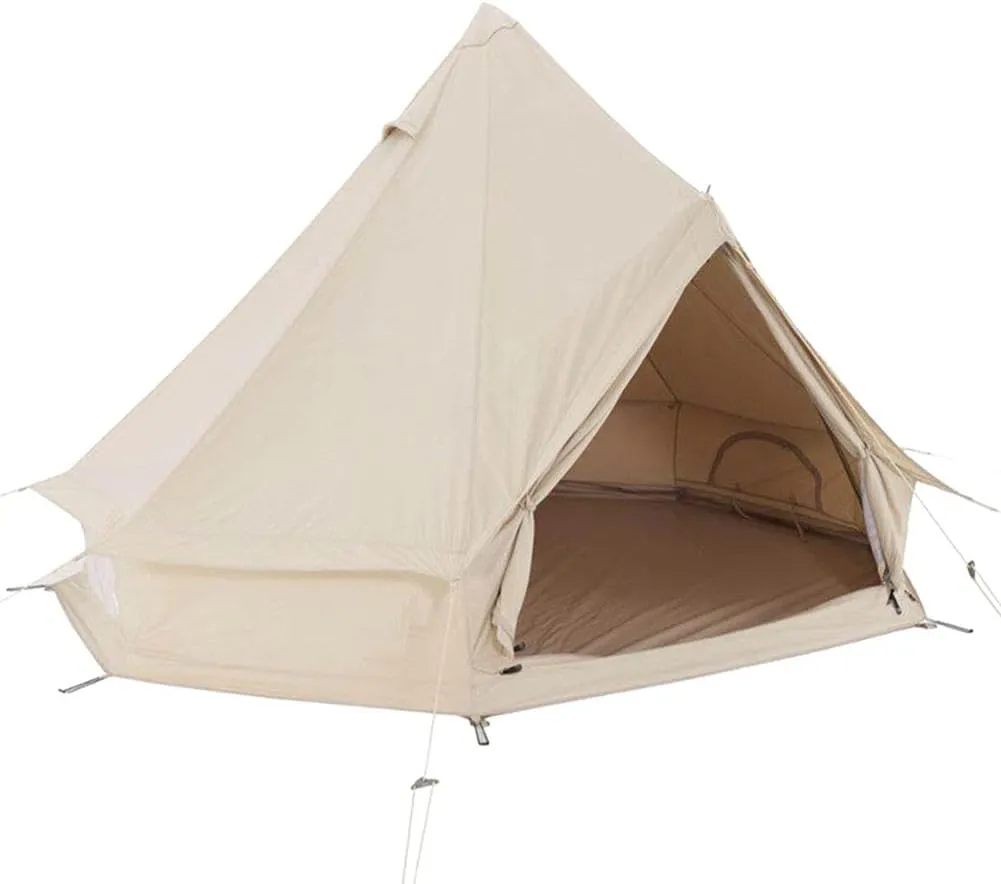 Large Camping Tent Bell Tent with Stove Hole Cotton Canvas Tents Yurt Tent 4 Season Indian Tent for Family Camping Outdoor Hunting Big Family Shelter