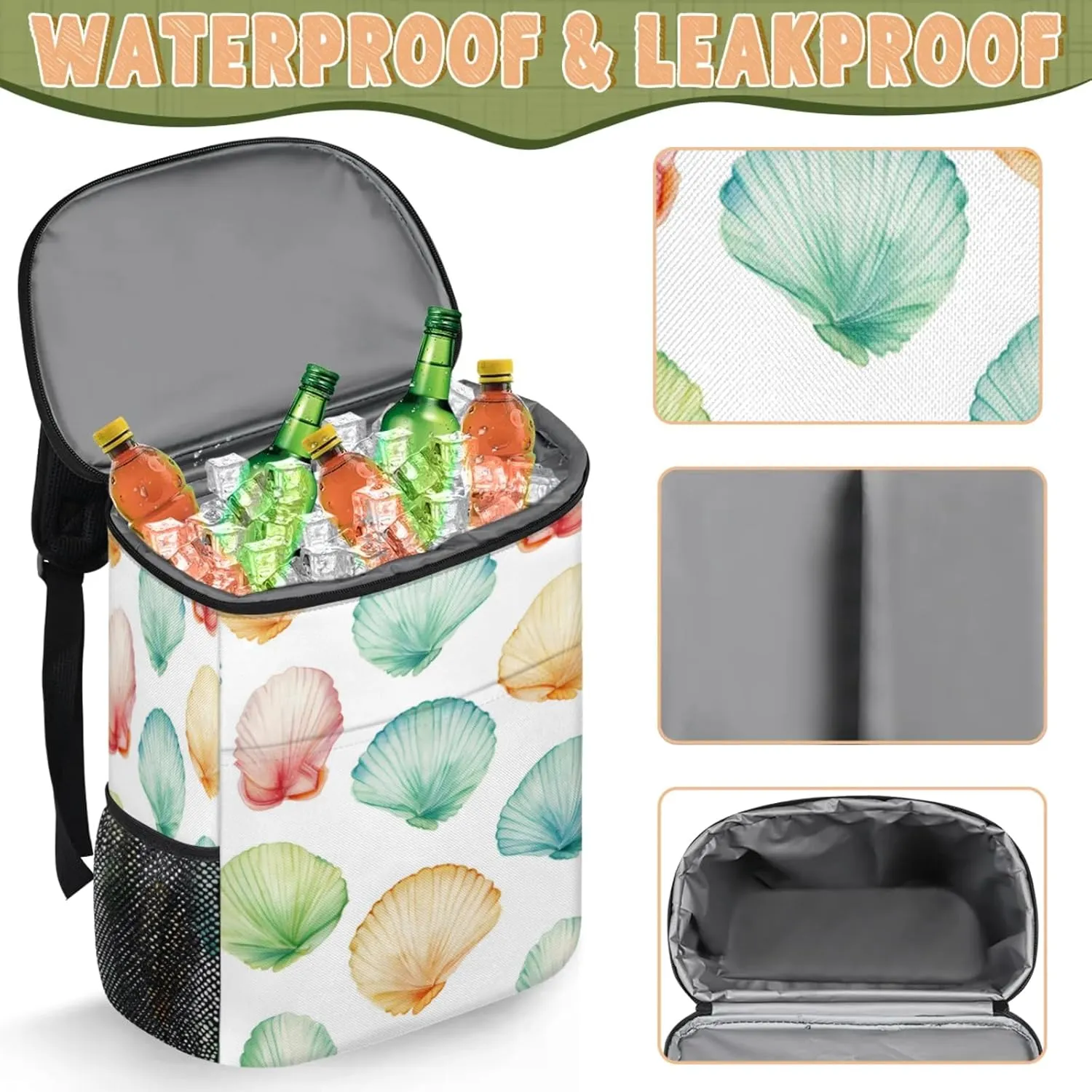Large Insulated Cooler Backpack, Leak Proof Backpack 30 Cans, Cooler Bag for 12h Hot/Cold Retention