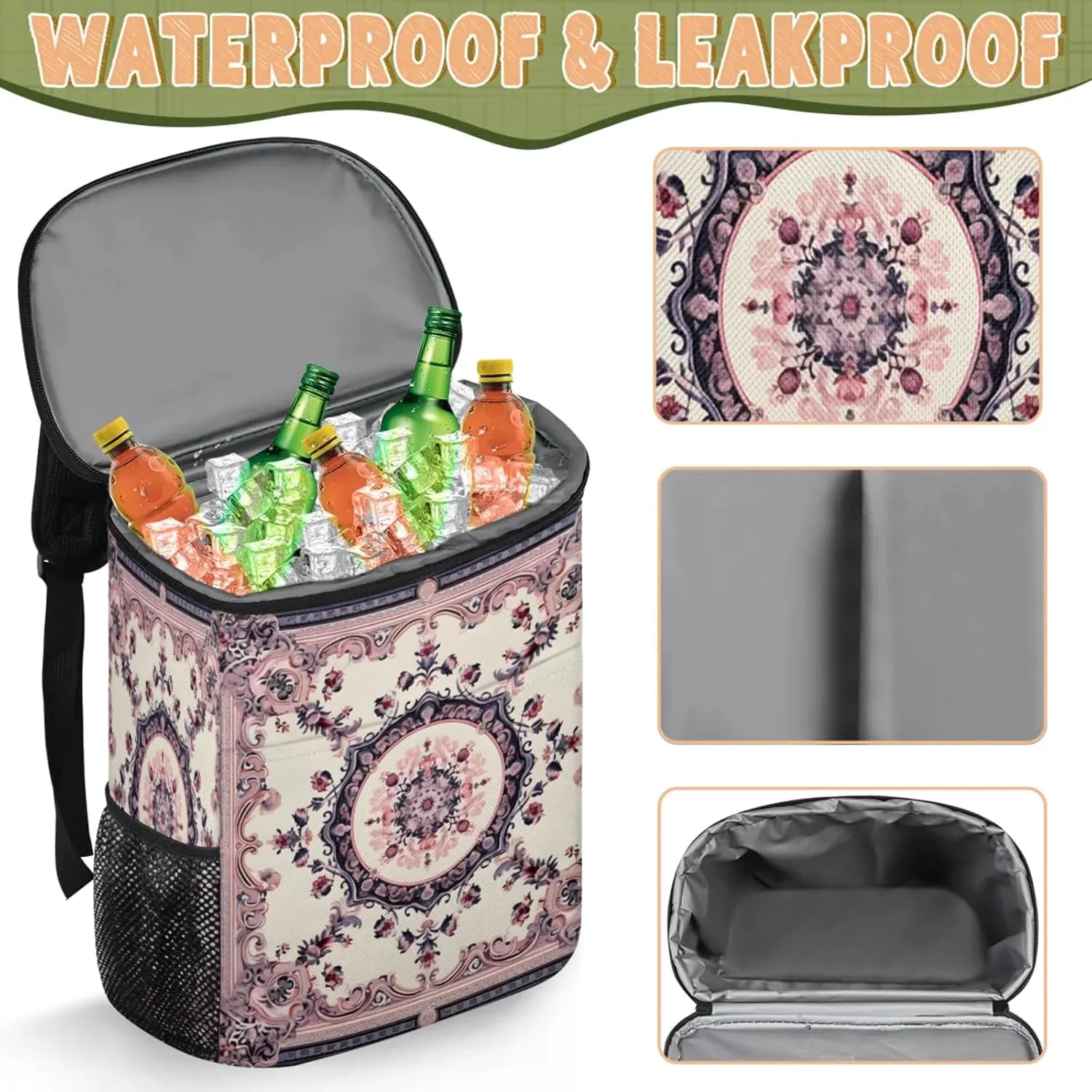 Large Insulated Cooler Backpack, Leak Proof Backpack 30 Cans, Cooler Bag for 12h Hot/Cold Retention
