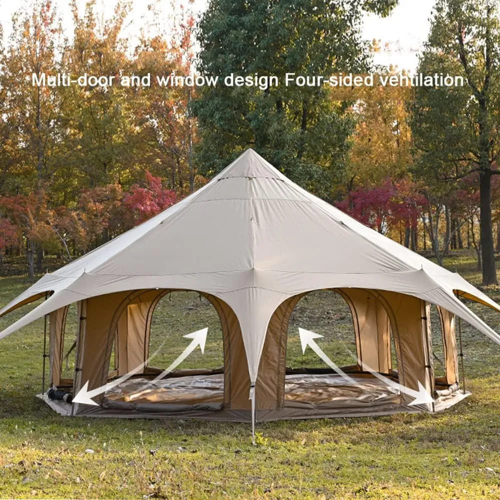 Large Space Pyramid Tipi Tent Ultralight Family Camping Tent Windproof Outdoor Teepee Tent for Adults 4 Person Double Layer Tents