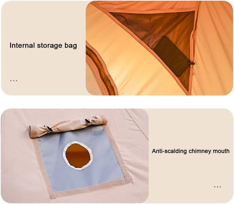 Large Space Pyramid Tipi Tent Ultralight Family Camping Tent Windproof Outdoor Teepee Tent for Adults 4 Person Double Layer Tents