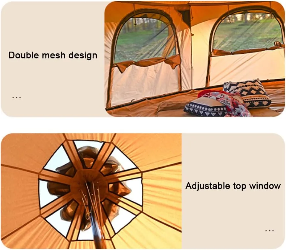 Large Space Pyramid Tipi Tent Ultralight Family Camping Tent Windproof Outdoor Teepee Tent for Adults 4 Person Double Layer Tents