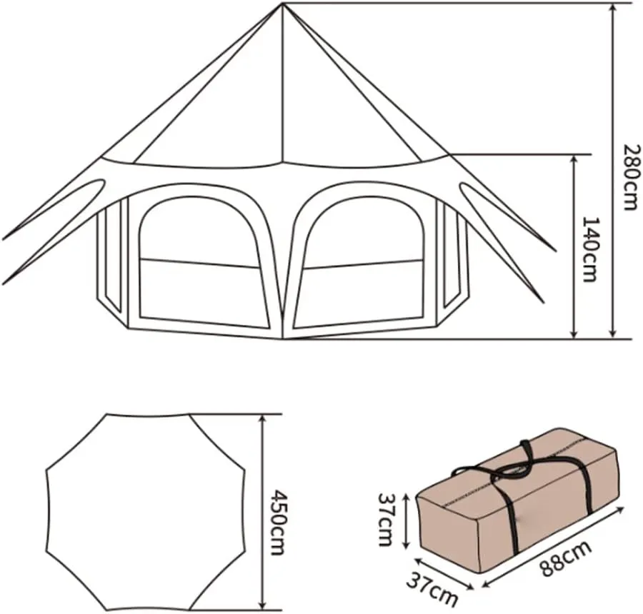 Large Space Pyramid Tipi Tent Ultralight Family Camping Tent Windproof Outdoor Teepee Tent for Adults 4 Person Double Layer Tents