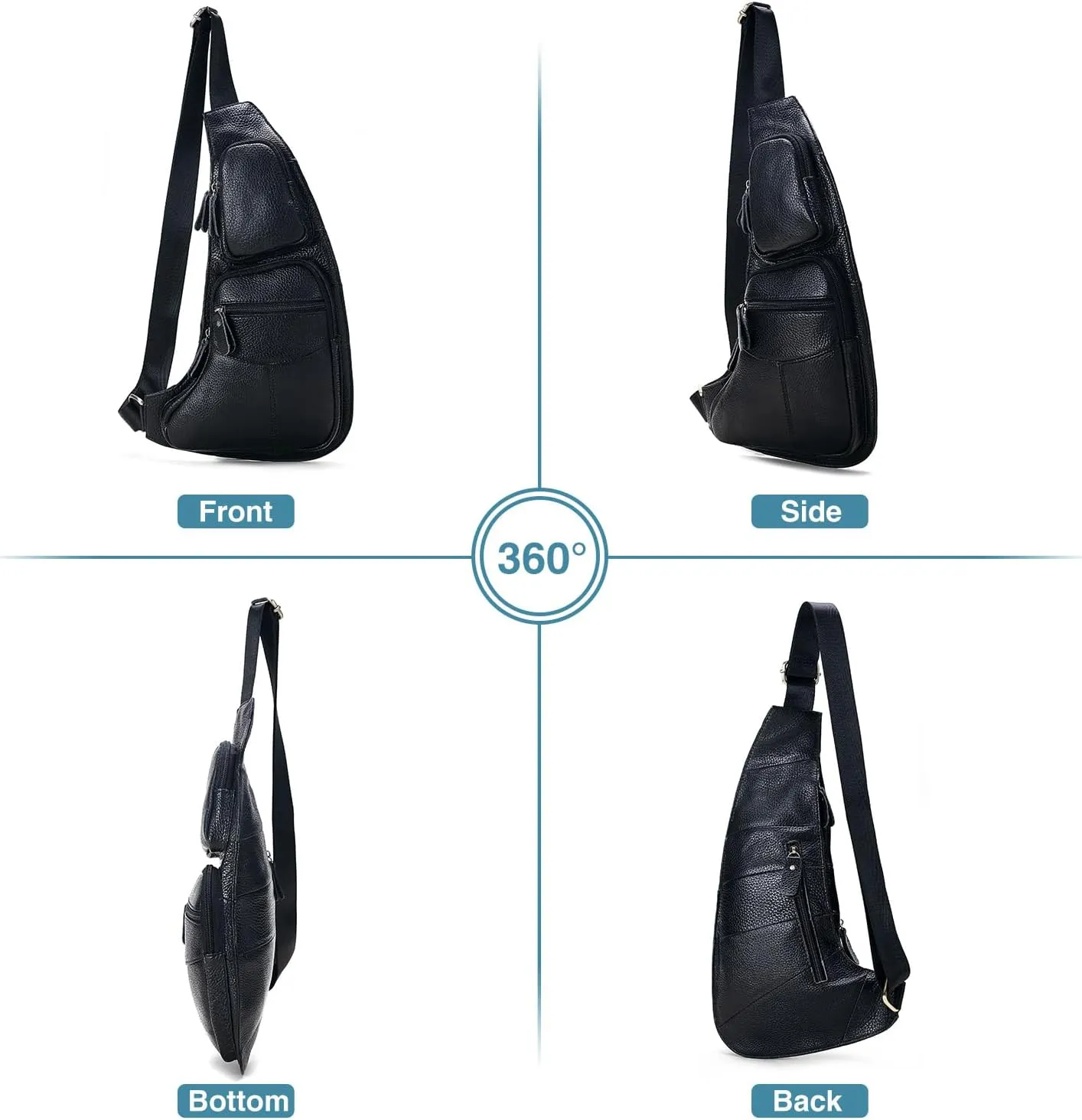 Leather Sling Bags Backpack Shoulder Crossbody Bags for Men Women Chest Day Travel Outdoor Camping Casual Pouch
