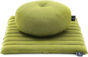 Leewadee Meditation Cushion Set – 1 Small Zafu Yoga Pillow and 1 Small Roll-Up Zabuton Mat Filled with Kapok