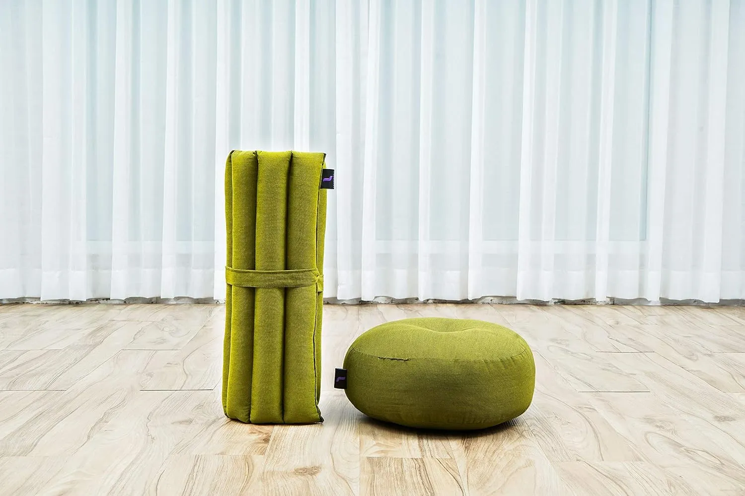 Leewadee Meditation Cushion Set – 1 Small Zafu Yoga Pillow and 1 Small Roll-Up Zabuton Mat Filled with Kapok