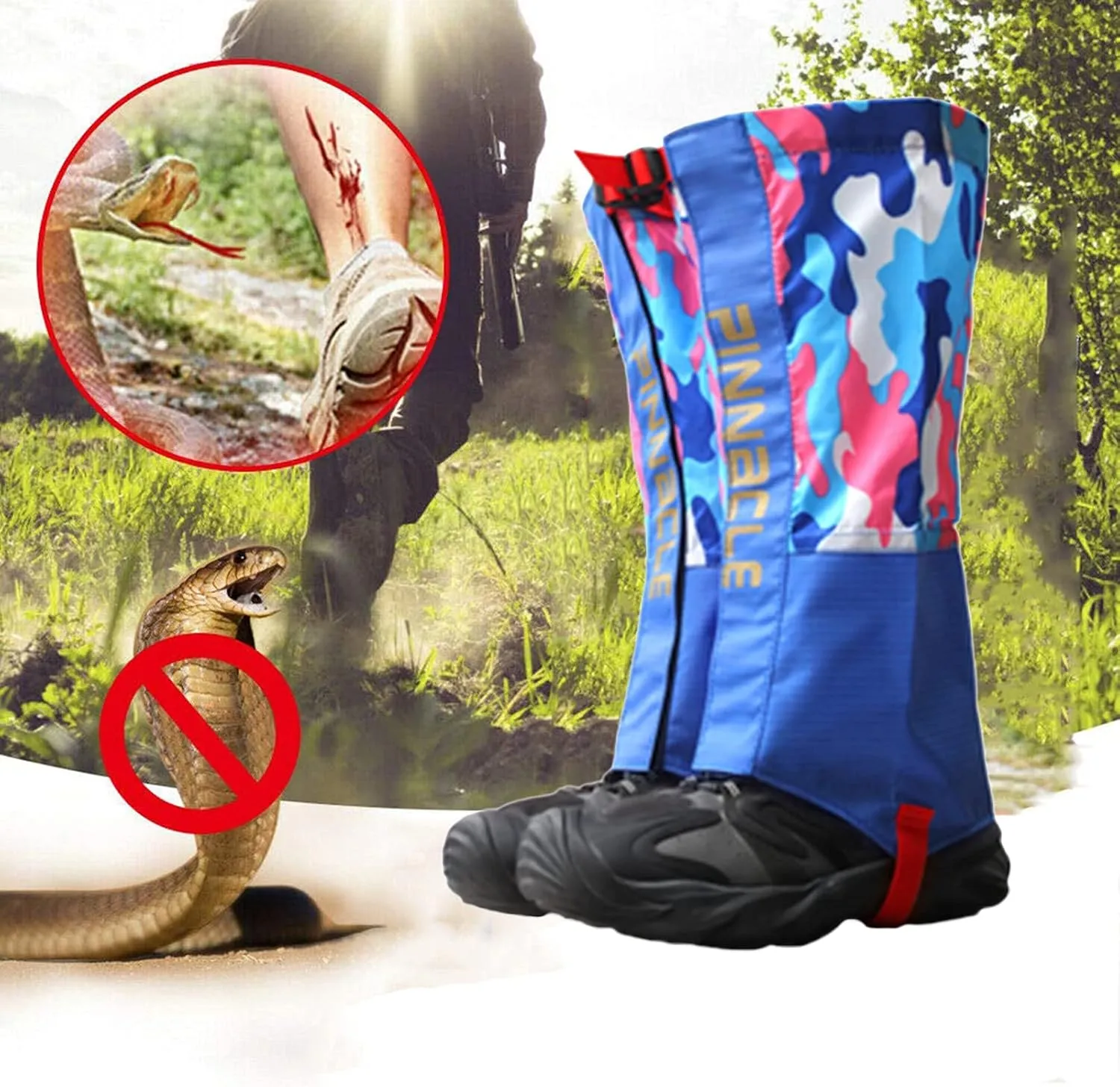 Leg Gaiters,Outdoor Gaiters,Hiking Anti-Snake Bite Gaiters,Adjustable Size Durable Gaiters for Hiking(S,M,L)