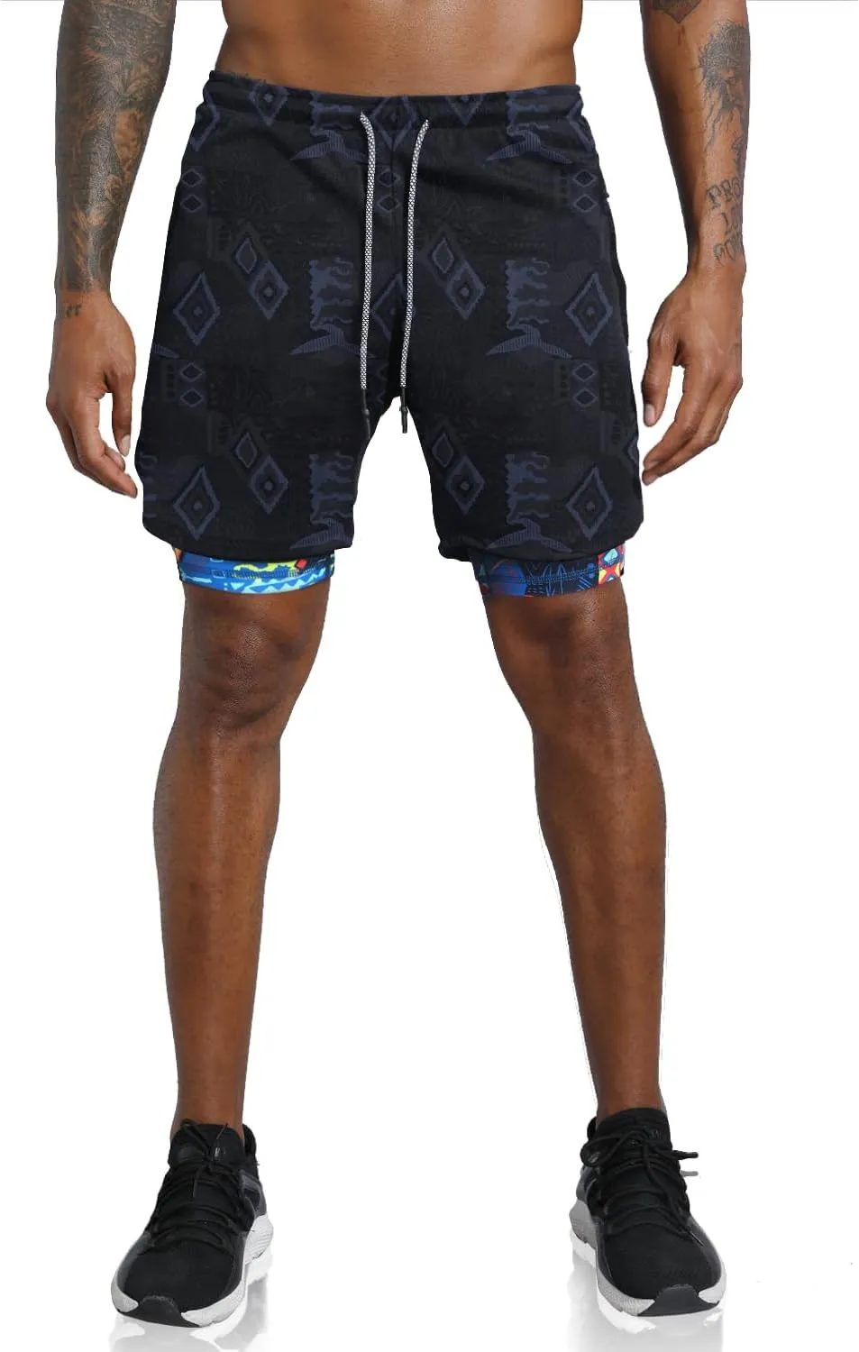 Leidowei Men's 2 in 1 Workout Running Shorts Lightweight Training Yoga Gym 7" Short with Zipper Pockets