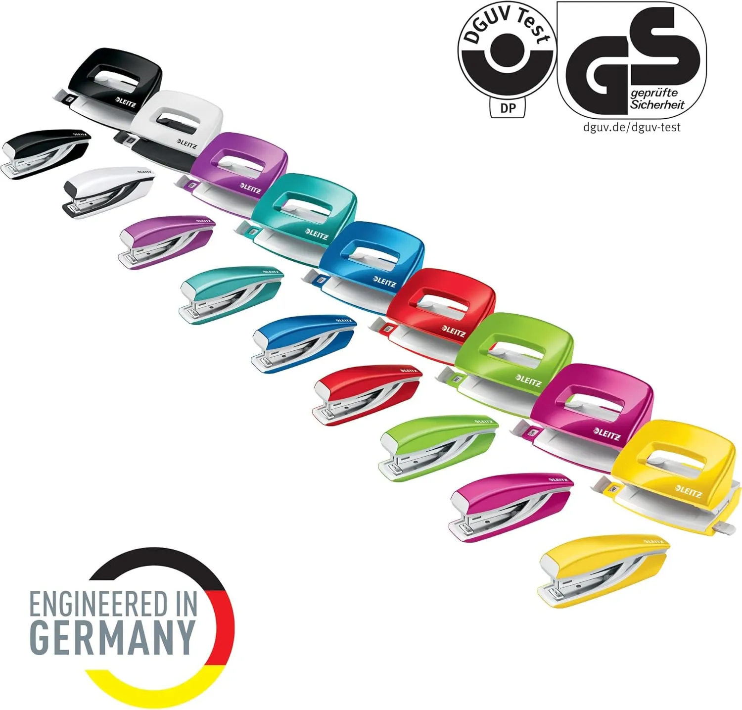 Leitz 55612054 Mini Stapler and Hole Punch Set, Staple or Punch Up to 10 Sheets, Includes P2 No. 10 Staples, Wow Range, Green