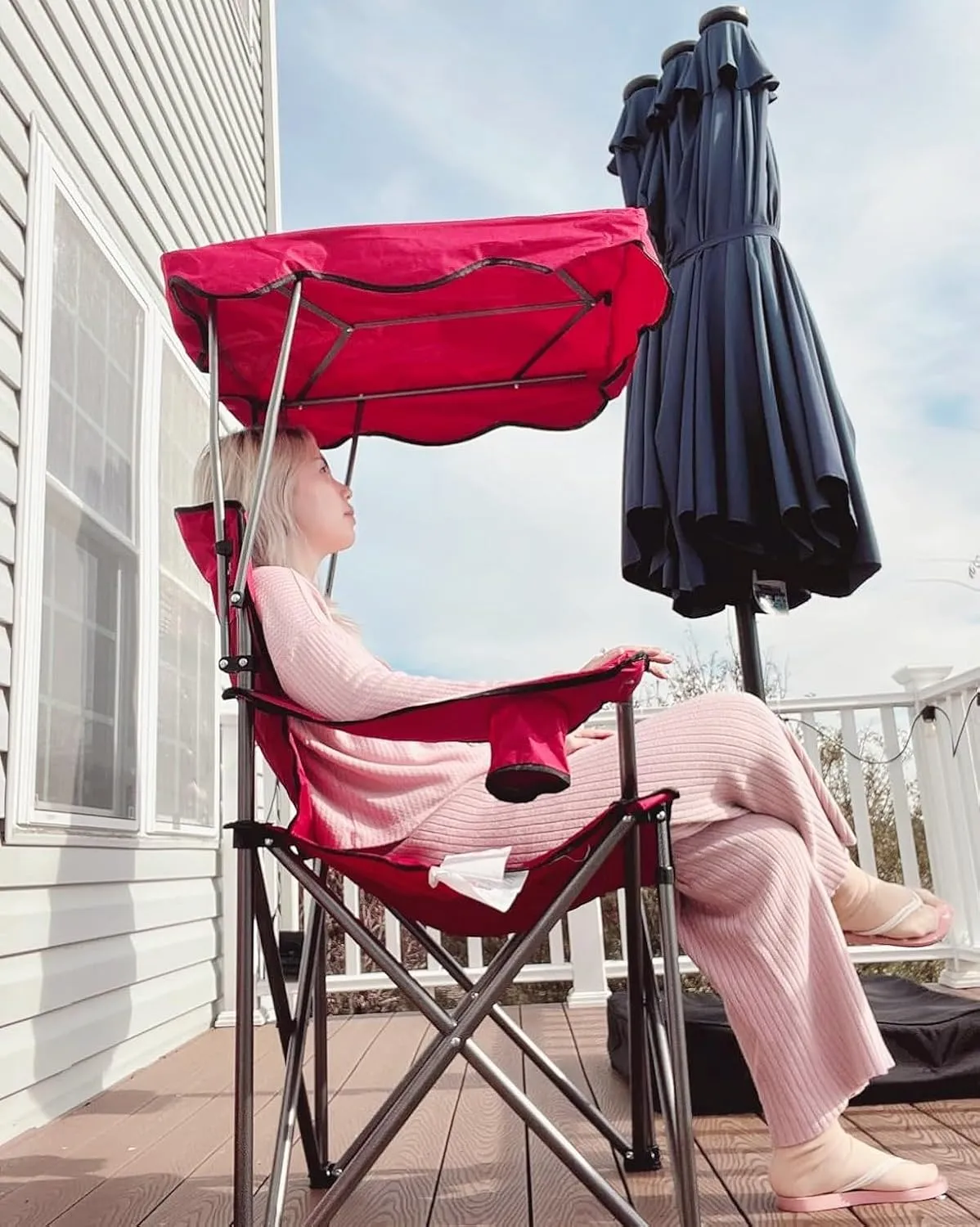 LET'S CAMP Camp Chair with Shade Canopy Folding Camping Recliner Chair with Carry Bag for Outdoor Camping Hiking Beach, Heavy Duty 350 LBS